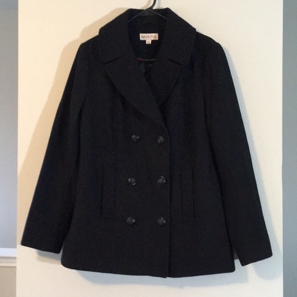 Merona Jackets & Blazers - WOOL PEACOAT JACKET COAT BLACK UTILITY MILITARY